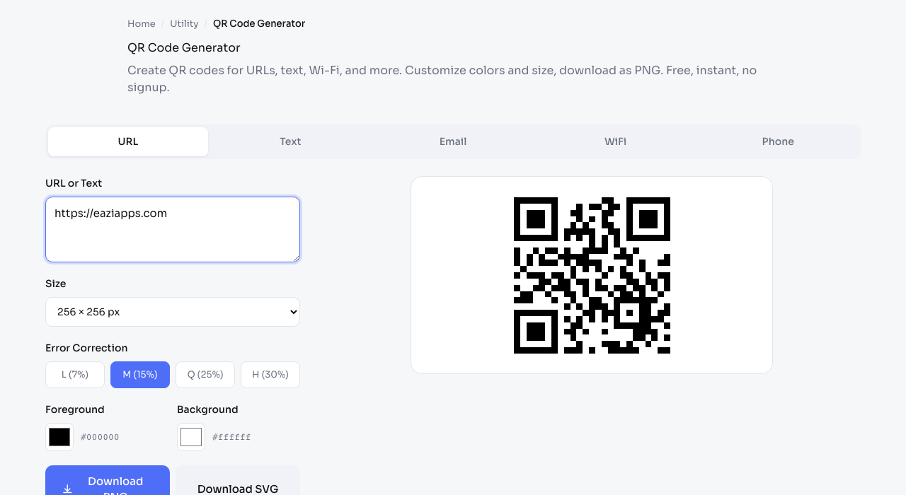 QR Code Generator tool